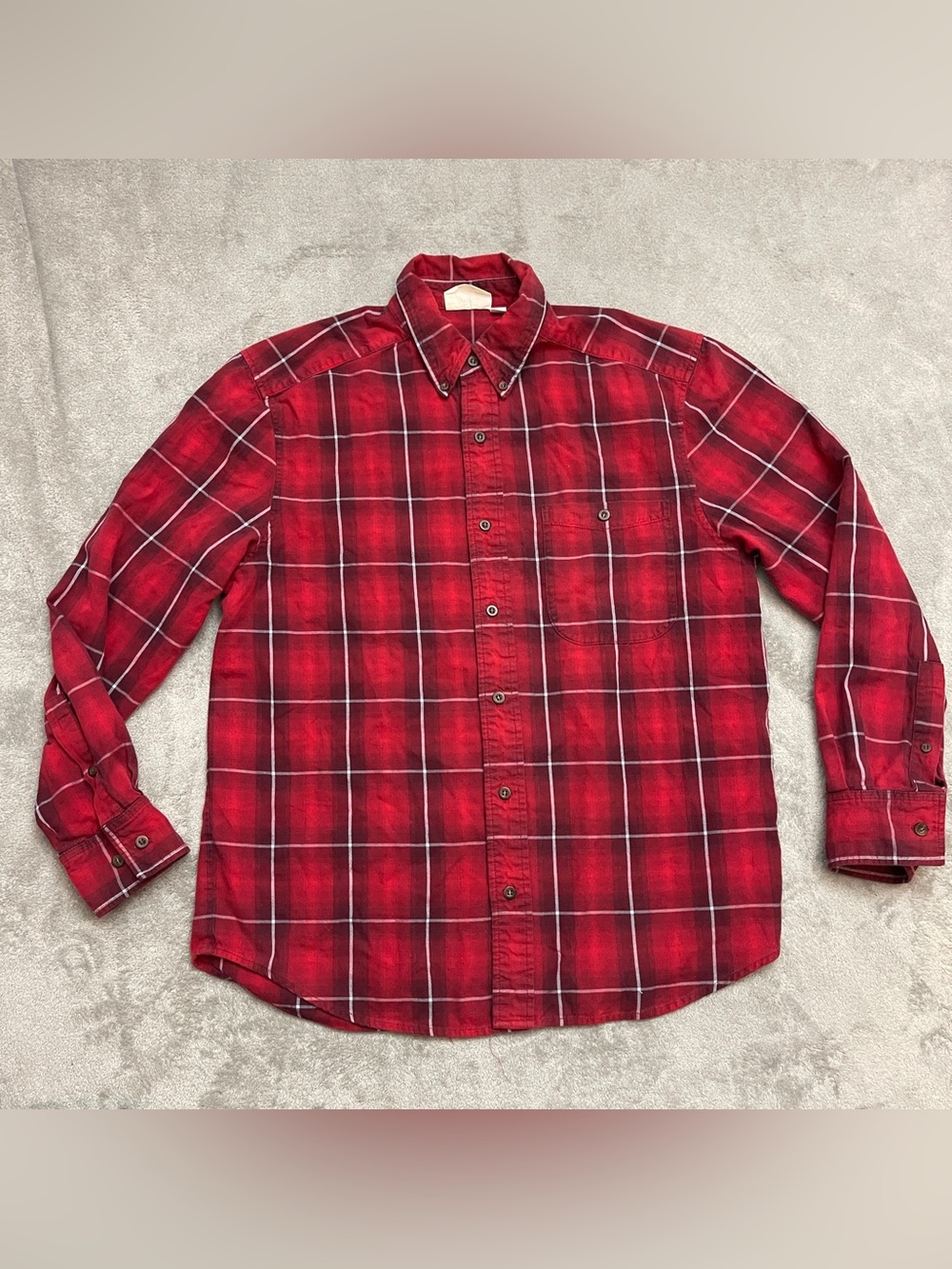 Vintage Eddie Bauer Red Flannel Shirt (Prototype Pattern Department Sample) Sz M